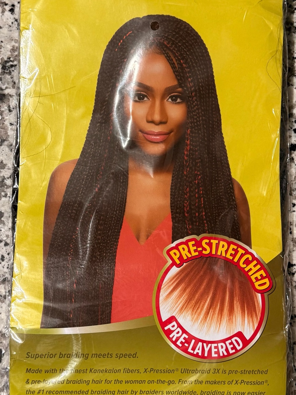 Pre-Stretched Pre-Layered Women’s Braiding Hair - Black with Red Highlights